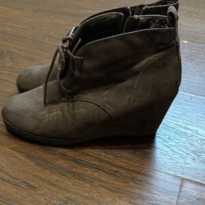 Apt. 9 Dark Brown Suede Wedge Ankle Booties